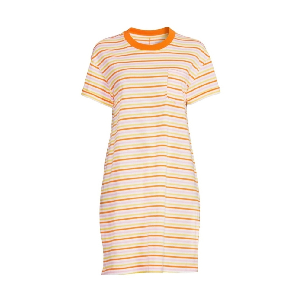 Time and Tru Striped T-shirt Dress - Orange and White